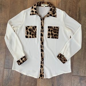 YA Los Angeles Sheer leopard print blouse